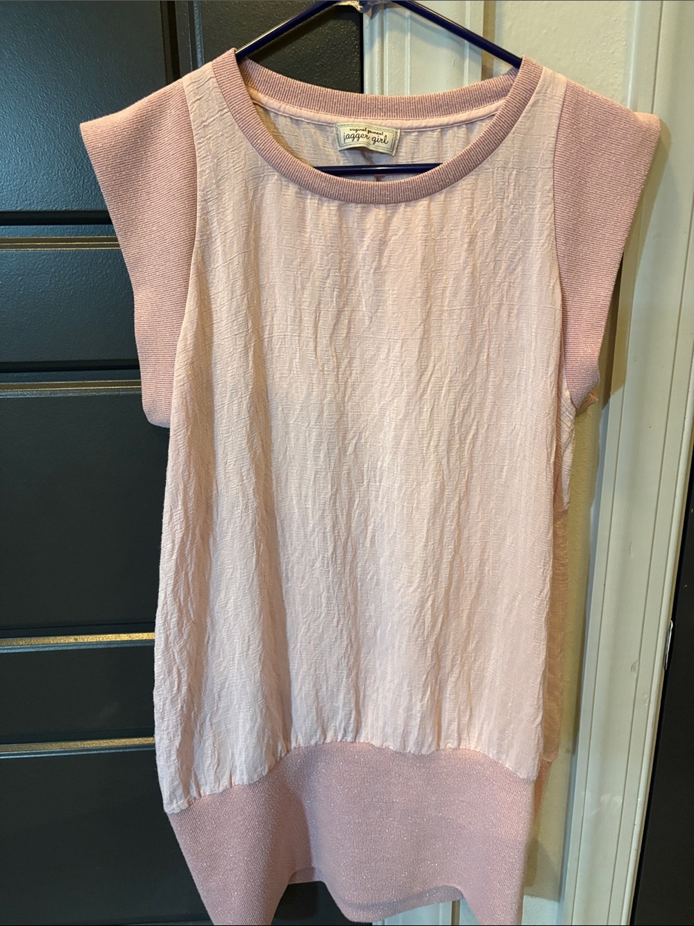 Pink Crewneck Cap Sleeve Women’s Top